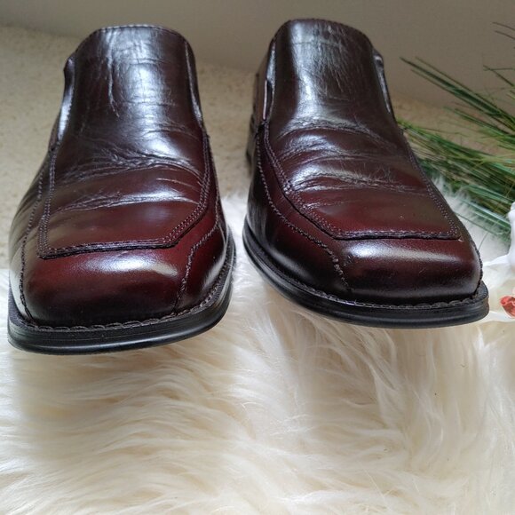 Joseph Abboud Rich Two-Toned Mahogany Brown Loafers Square Toe (12M) - Picture 7 of 11